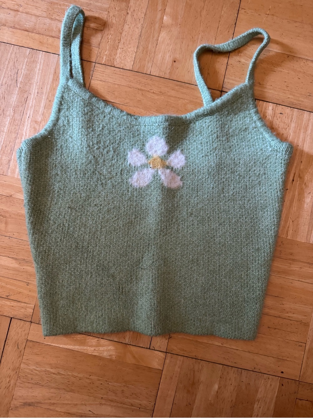 La Hearts Sage Green Floral Knit Cami